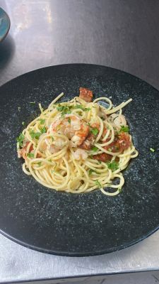 Spaghetti aglio,olio e gamberi